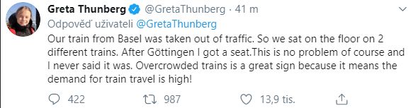 Greta Thunbergová cestuje